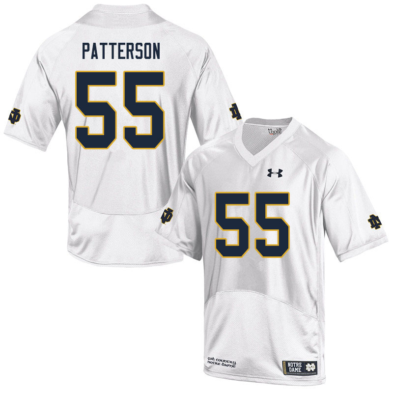 Men's NCAA Notre Dame Fighting Irish #55 Jarrett Patterson Stitched College Under Armour Authentic White Football Jersey LT10R34FJ